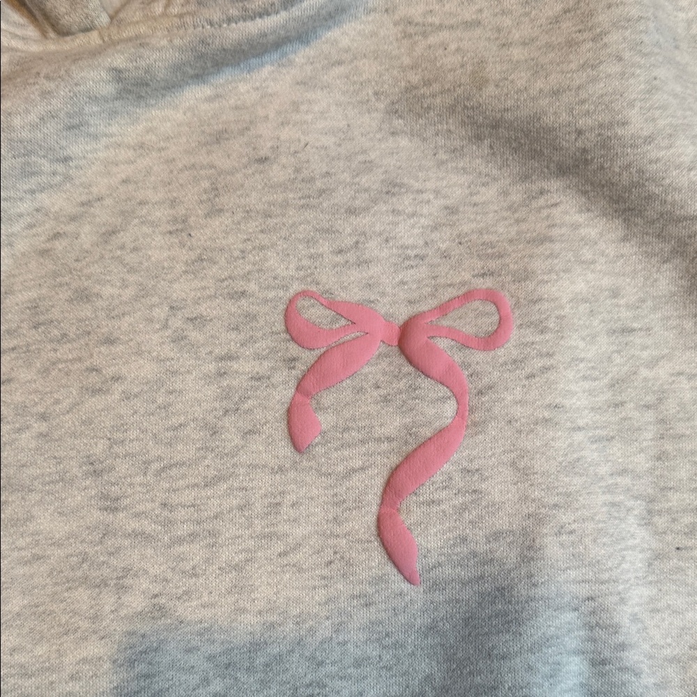 Edikted Gray Hoodie with Pink Ribbon size XS - Picture 3 of 11